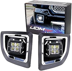 iJDMTOY LED Pod Light Fog Lamps Compatible With 2015-19 GMC Sierra 2500 3500 HD, Includes (2) 20W High Power CREE LED Cubes, Foglight Bezel Covers, Fog Location Mounting Brackets & Switch Wiring Kit