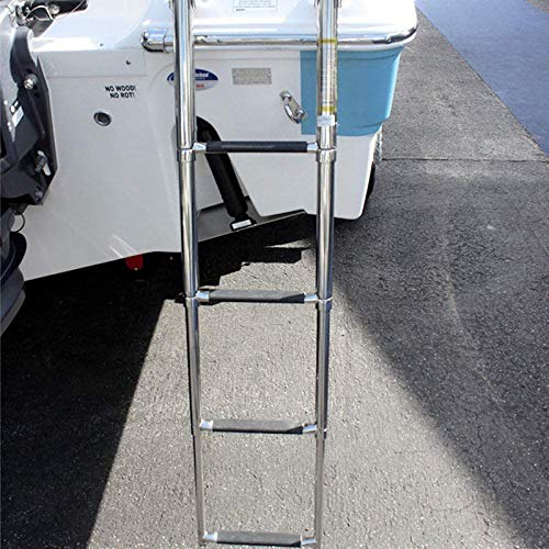 Escalera plegable 4 peldaños acero inoxidable para piscina miniatura 2
