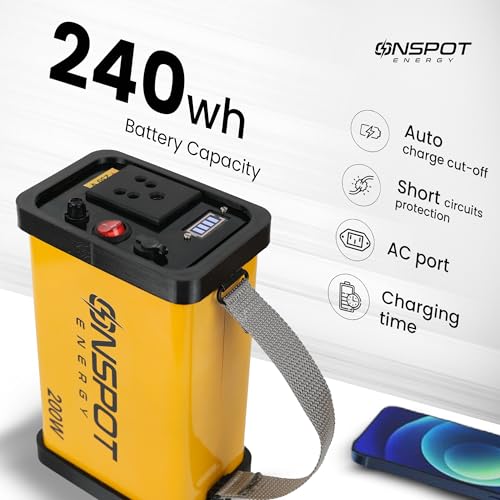 Image of 200W Portable Power Station | Made in India | Power Backup for Laptop, Drone, Projector, TV & Printer | Wi-Fi, CCTV (DVR), LED Bulb, Lights & Fans (Up to 200W) | Outdoor Use
