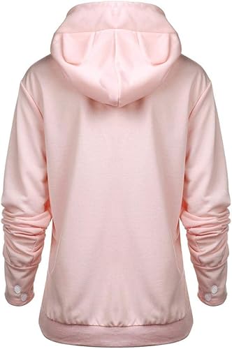 Miniatura 2 de YYW Sudadera con capucha para mujer, sudadera de gran tamaño con capucha para gatos, soporte para mascotas y perros (rosa, M)