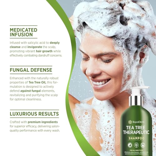 Tea Tree Shampoo For Scalp Fungal: Folliculitis Shampoo for Dry Scalp, Dandruff, and Itchy Scalp - Medicated Clarifying shampoo with Tea Tree Oil, Paraben & Sulfate Free