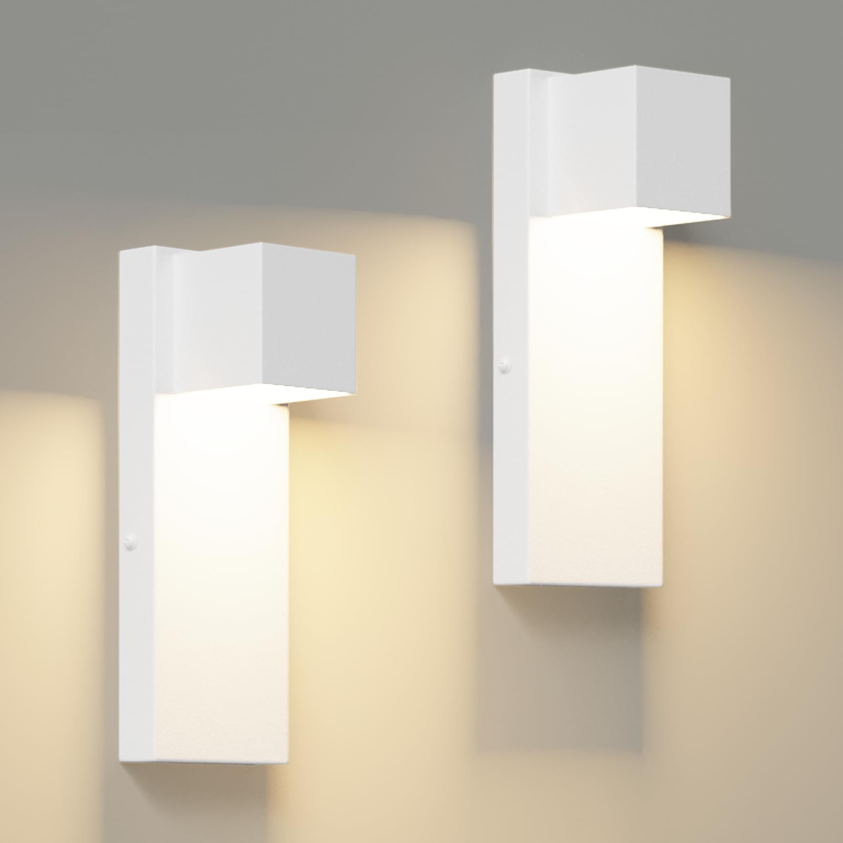 K-Bright LED applique da esterno 16W, 2 pezzi lampada da esterno 3000K bianco caldo IP65 impermeabile | applique in Acciaio Inossidabile per interni/esterni, balcone, giardino| Bianco