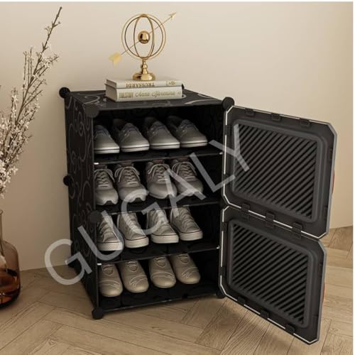 Image of 4 Layer Premium Plastic Shoe Rack for Home|Shoe Rack with Door|Multipurpose Shoe Stand & Organizer| Space Saving, Durable & Portable Shoe Storage Shelf for Home|Plastic Rack for Bedroom
