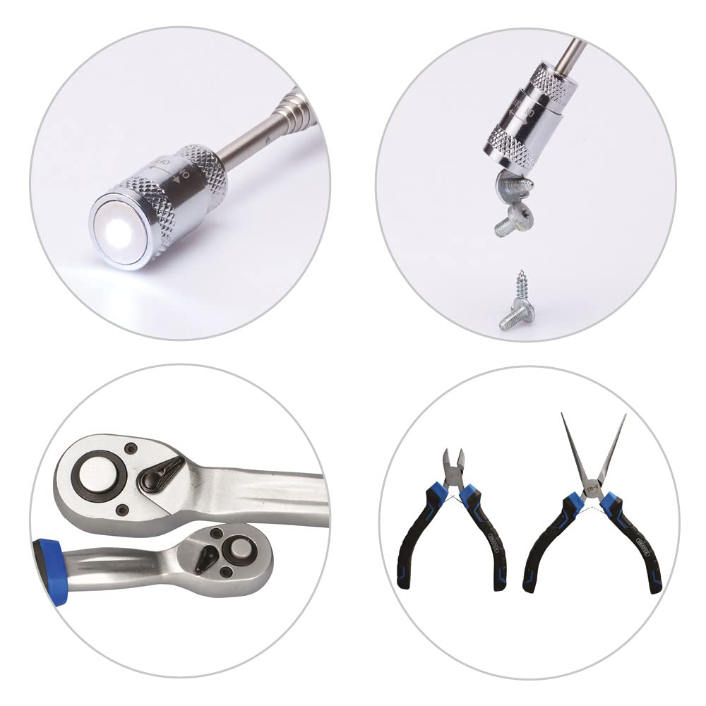 Draper 21444 Hi-Torq 1/2" i 1/4" sq. Dr, zestaw nasadek z grzechotką Quick Release, 83-częściowy do majsterkowania, warsztatu i garażu