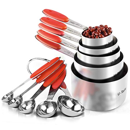 Image of U-Taste Measuring Cups Spoons Set, 18 /8 Stainless Steel, 10Pcs, Red