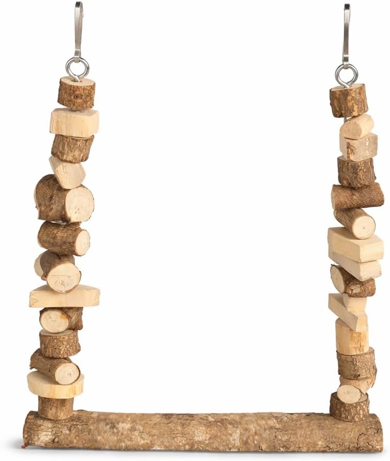 KSK Natural Wooden Parrot Swing & Chewing Toy for Bird Cage | Swing for Parrot, Macaw & African Grey | Wooden Bird Chewing Toys for Medium & Large Parrots | Cage Accessories