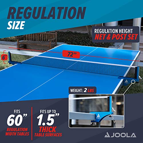 JOOLA Professional Grade WX Aluminum Indoor & Outdoor Table Tennis Net and Post Set - Quick Setup - 72in Regulation Ping Pong Net - Reinforced Cotton Blend with Adjustable Tensioning System - image 5