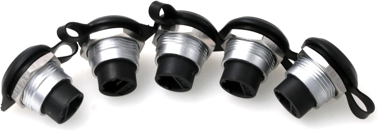 5 Pack RJ45 CAT6 Adapter Circular Module Connected to Engineering 86 Panel Right Angle Extension Through Head Connector for Industrial