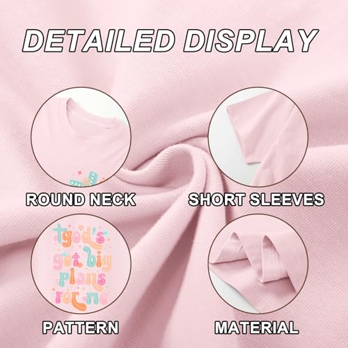 Image of Christian Shirts for Girls Bible Verse God Shirt Kids Graphic Tees Cute Cross Outfits Floral Print Summer Top
