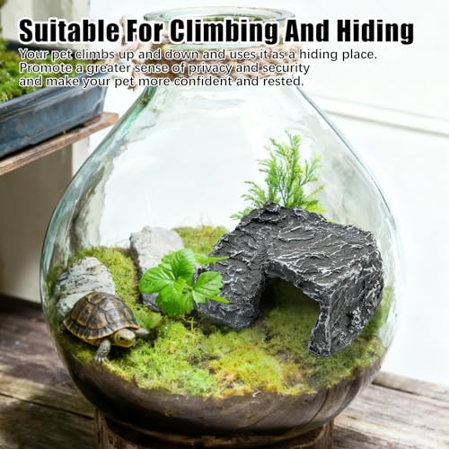 Resin Reptile Rock Cave, Reptile Cave Climb Hideout Hideaway Turtle Basking Rock Platform Lizards Hideaway for Terrarium Habitat Decor (GS0574) - Image 7