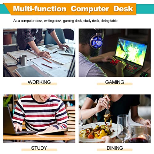 Modern 39-Inch Computer Desk for Home Office - Simple Metal Frame Writing and Gaming Workstation for Small Spaces (Black)