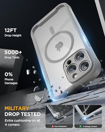 Image of Miracase for iPhone 16 Pro Max Case 6.9'', [Bubble Free] Full-Body Phone case with Built-in Full Glass Screen &Lens Protector,Compatible with MagSafe,Drop Proof 16 Pro Max Cover, Grey
