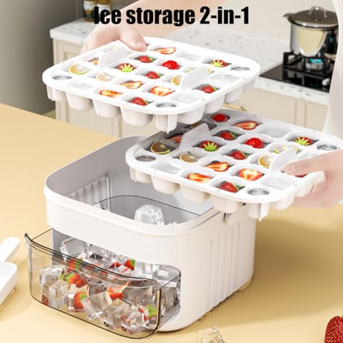 Molde de hielo doble capa con tapa 25 cubos blanco miniatura 4