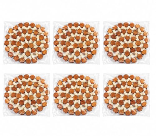 Image of Wooden Trivet for Dining Table - Bamboo Heat Resistant Pad with Anti-Slip Grip Mats, Round Hot Pot Holder and Pan Stand for Kitchen Countertop Protection (Flower Design 6 pcs, Pack of 6)
