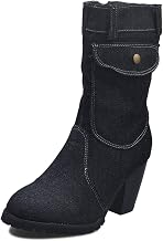 UMore Boots Women Ankle Boots Cowboy Autumn Winter Vintage Ankle Boots Women Lace Up Shoes Women's Boots Comfortable Flat Heel Zipper Short Boot Casual
