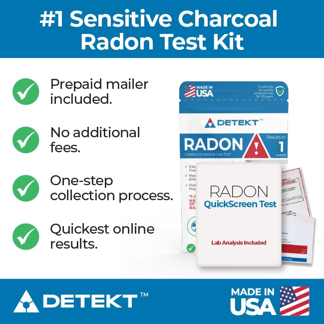 #1 Radon Gas Test Kit for Home Air Quality By Detekt® – 1 Short-Term Test Kit for Radon – Free Certified Lab Analysis Included – Fast & Accurate Results – Made in USA Radon Test - Image 3