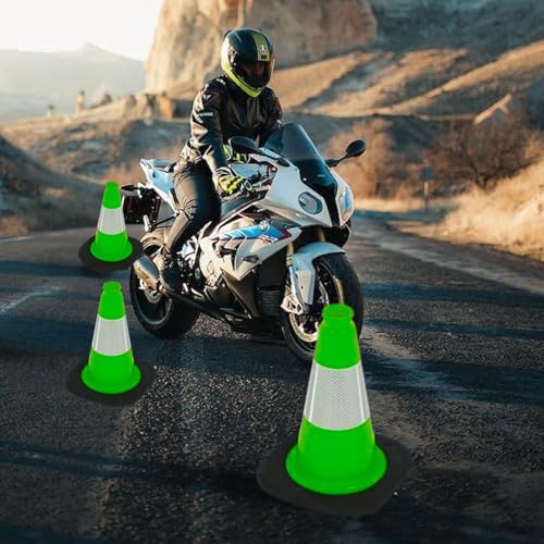 Image of BESEA 6 Pack 12 Inch Green Traffic Cones with Wide Stable Base