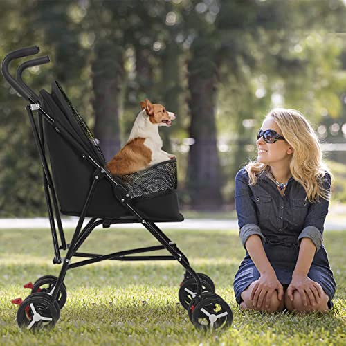 image for BestPet Pet Stroller Dog Cat Stroller with Handlebars Canopy Breathabl