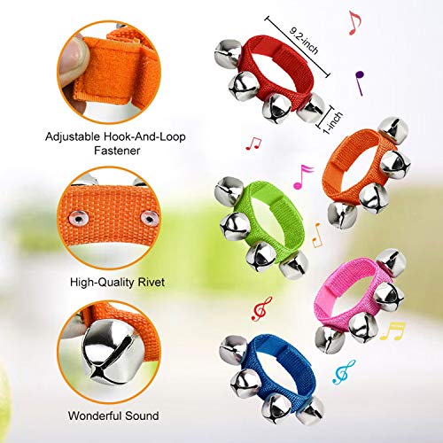 Yoleshy 20 Pcs Jingle Bells Ankle Band, Wrist Bells Band Instrument - Percussion Musical Rhythm Toys (10 Colors) #TOP1