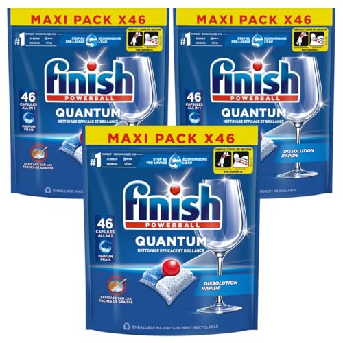Finish Quantum Pastilles Lave-Vaisselle All in One- Parfum Frais - 138 Tablettes Lave-Vaisselle