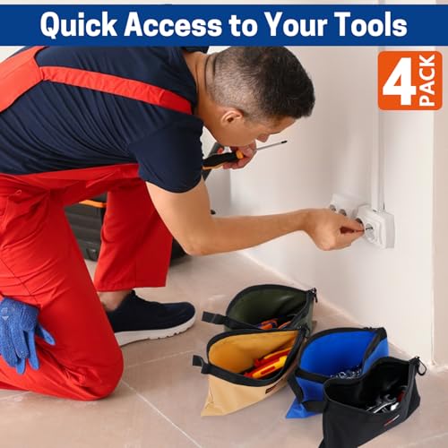 WISEPRO 4 PCS Zippered Tool Pouch, Multipurpose Tool Organisers Bags, Utility Pouch for Screwdrivers Nails Wrenchs Pliers Tools - Blue Black Military Green&Khaki - Image 7