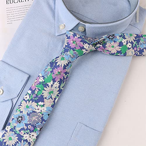 Image of Mantieqingway Floral Ties for Men Skinny Cotton Tie Flower Necktie
