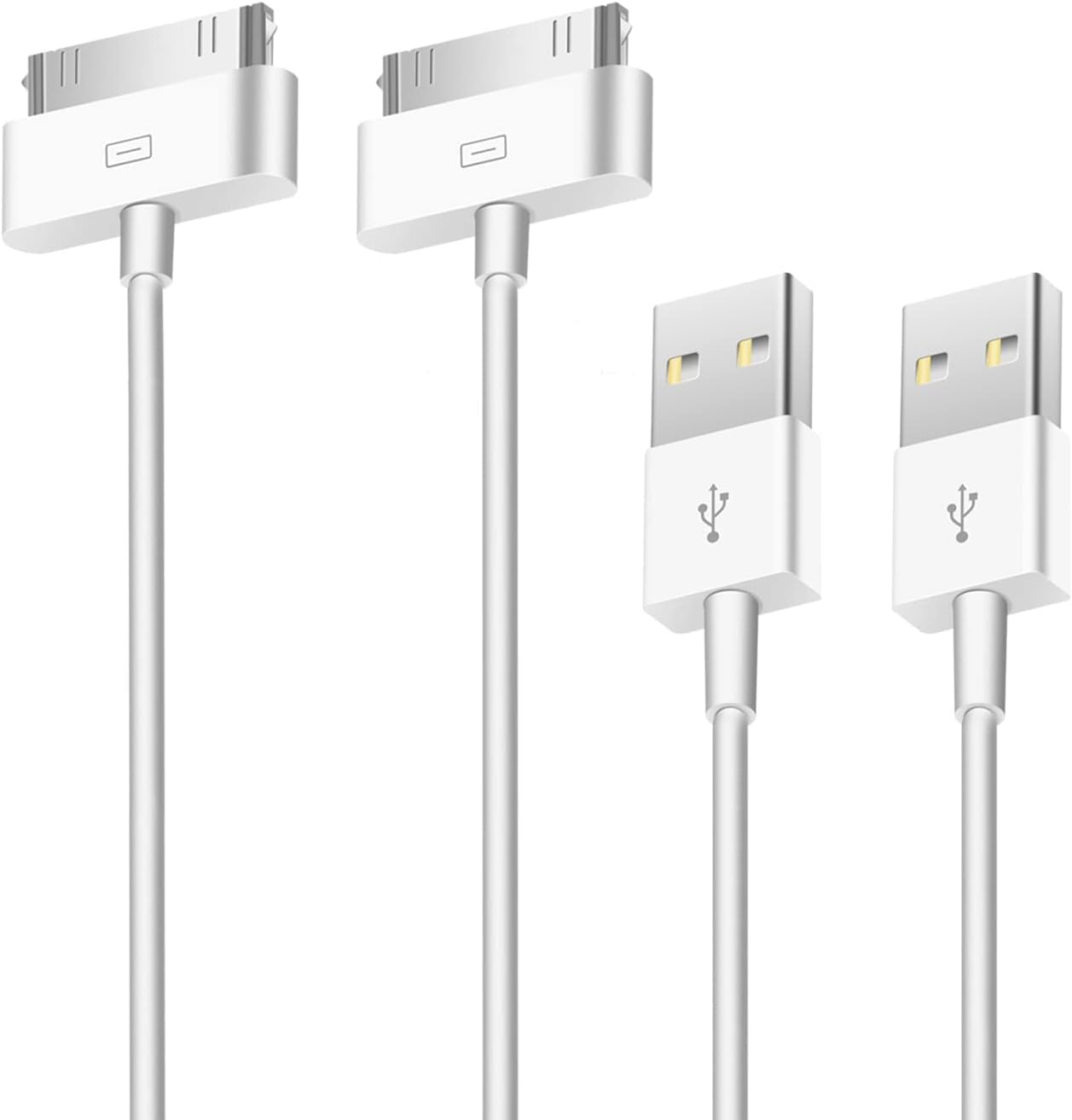 [Apple MFi Certified] 2 Pack 30-Pin to USB Cable for iPhone 4 Charging and Sync Data Connector Support for iPhone 4/4s/3G/3GS, iPad 3 2 1, iPod Touch/Classic/iPod Nano
