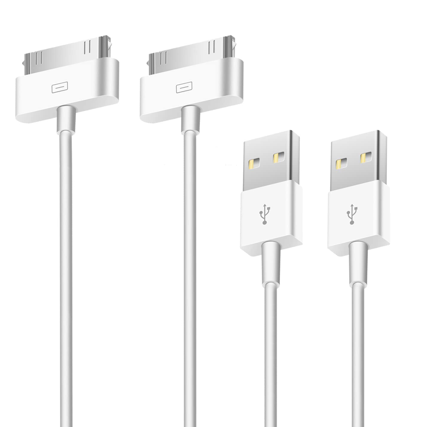 [Apple MFi Certified] 2 Pack 30-Pin to USB Cable for iPhone 4 Charging and Sync Data Connector Support for iPhone 4/4s/3G/3GS, iPad 3 2 1, iPod Touch/Classic/iPod Nano