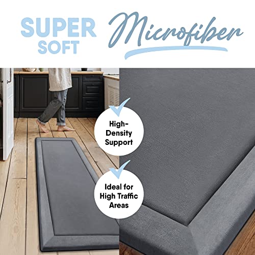 Microdry Memory Foam Area Rug For Living Room, Microfiber Rug With Built In Rug Pad, Fade & Stain Resistant Carpet For Living Room, Kids Room, And Bedroom, 2'X6', Dark Grey #TOP1