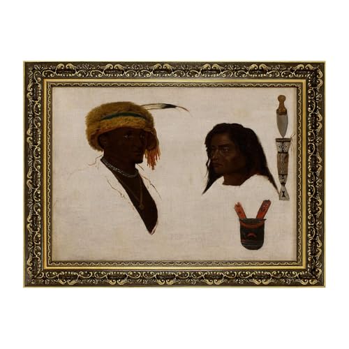 Vintage Framed Indigenous Portrait Wall Art Canvas Print Oil Paintings Reproduction World Classics Retro Exquisite Poster Painting Pictures Wall Decor Home Decoration for Living Room Office (Retro Framed,12L"X16W")