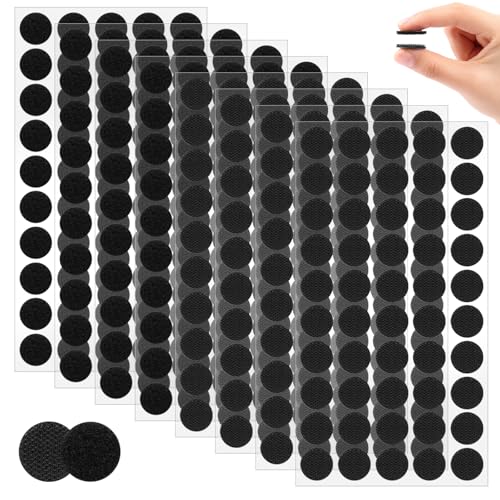 NUTKIT Scratch Autocollant Rond, 400 Pièces 20mm Autocollantes Hook & Loop Pastille Adhesive, Réutilisable, Scratch Autocollant Double Face Rond, pour...