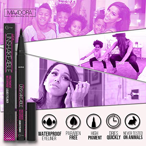 Eyeliner- Best Cruelty Free Waterproof Liquid Eye Liner Pen –Non Toxic Formula - All Day Wear - Gel Felt Tip High Pigment – Winged, Cat Eye, Smudge, Tear Proof Makeup– No Stamp, No Pencil Sharpener #TOP1