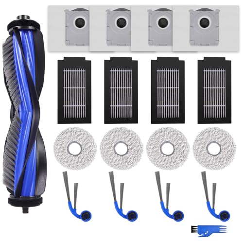 Spofan Zubehör Ersatz Kompatibel für ECOVACS DEEBOT T30C OMNI, T30C Omni Gen2 Saugroboter, 1 Hauptbürste, 4 Filter, 4 Seitenbürsten, 4 Mopp Wischtücher, 4 Staubbeutel, 1 Reinigungsbürste