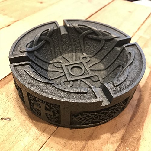 Ytc 5.25 Inch Cigar Ashtray With Celtic Engravings, Grey Colored #TOP1
