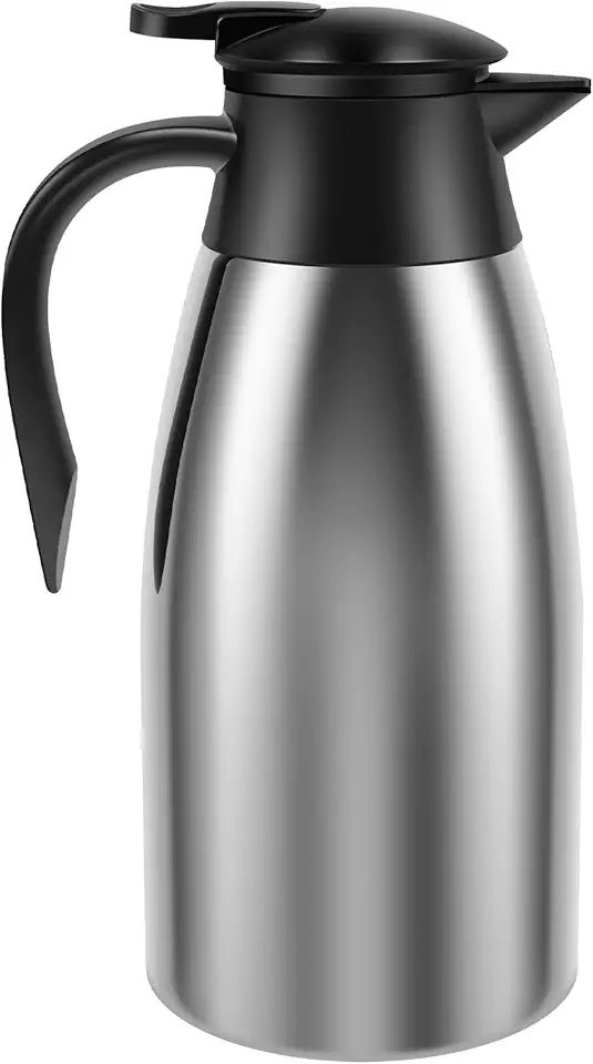 Garrafa térmica de café de 1,927 g, garrafas de café isoladas a vácuo de aço inoxidável para manter o calor, dispensador de bebidas quentes por 12 horas, jarra de café com isolamento de airpot para