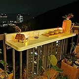 Balcony Folding Deck Table,Outdoor Bar Table for Railings,Railing Hanging Folding Adjustable Height