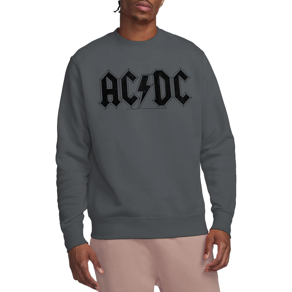 ACDC Worn Logo Crew Sweatshirt, Charcoal, Small