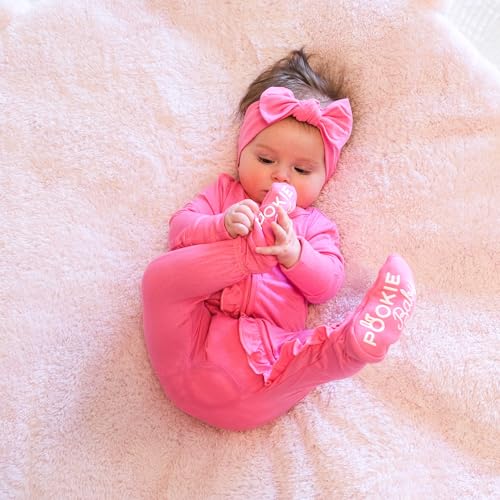 Baby Girl Bamboo Bow Headband, Pink Bow, One Size 0-6M3