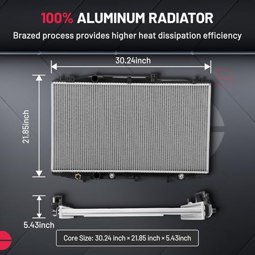 Image of BDFHYK CU2599 Aluminum Radiator for Honda Accord 2003-2007 2.4L, 16mm Core, Replaces 19010RAAA11 19010RAAA72 19010RJEA01