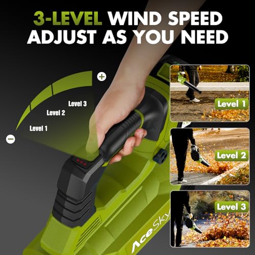 image for AceSky Leaf Blower Cordless - 2025 Update 150000RPM & 3 Speed Levels E
