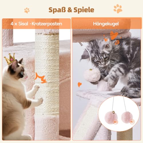 Image of Taoqimiao Cat Tree,38.2-Inch Cat Tower for Indoor Cats,Suitable for Kittens with luxurious cat condo with adjustable baskets and luxurious perch MS029SP Jelly Pink