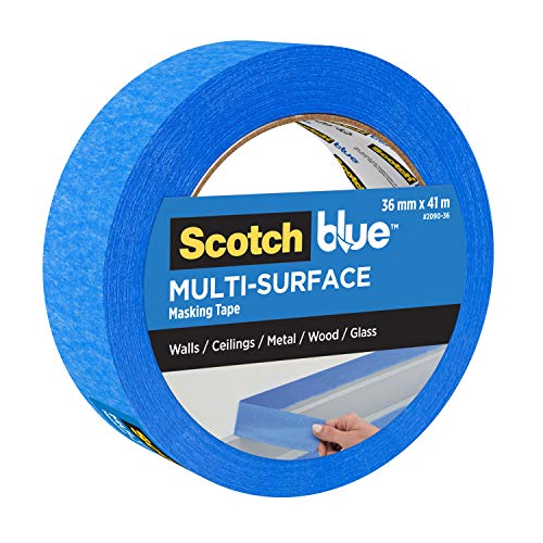ScotchBlue Multi-Surface Premium Masking Tape, 36 mm x 41 m, 1 rol/verpakking - Scotch Adhesive Blue Painters Tape, voor schilderen en decoreren, binnen en buiten, plakt goed, 70% PEFC