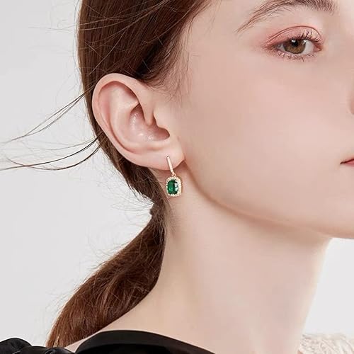 Vista 5 de Uncle J Aretes colgantes de araña de esmeralda vintage, chapados en oro de 18 quilates, lágrima de cristal austriaco verde para mujer, novia, boda