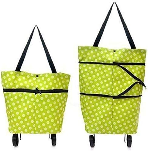 CHEMAX Foldable Shopping Trolley Carry Bag for Vegetables and Grocery Fabric, Metal Lightweight Folding Shopping Trolley/Travel Luggage Bag with Wheels