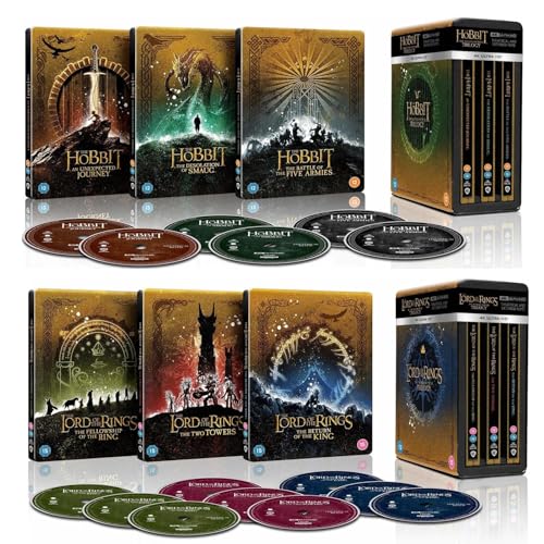 Image of Middle Earth Complete Steelbook Collection (The Lord of the Rings + The Hobbit: The Motion Picture Trilogy) - 15-Disc Box Set / Limited Collectior's Edition [4K UHD] [Region Free]