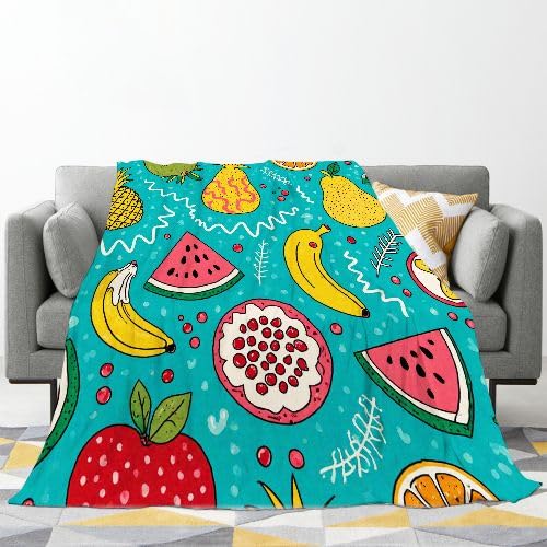 Manta Polar 220 x 240 Frutas de Colores, Mantas para Cama 105 de Franela Cálida y Cómoda para Niños y Adultos, Mantitas para Sofá Reversible para Cubre Sofa Colchas, Fácil de cuidar_8411a