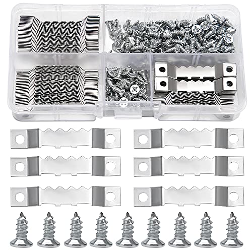 YIXISI 85 PCS Sawtooth Picture Frame Hangers + 170 PCS Screws, Sawtooth Photo Frames Holder Double Hole