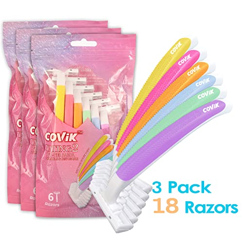 Covik Disposable Razors For Women, 18 Count Travel Razors For Women, 2 Blade Women Razors For Shaving For Body, Smooth Hair Removal For Sensitive Skin (3 Packages Of 6 Razors) #TOP1