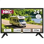 HKC 24 inch 12 Volt HD TV, Freeview DVB-T2/C/S2 Dolby Audio, HDMI VGA PC SCART USB, Travel Small Screen TV for Motorhome and Campervan Caravans