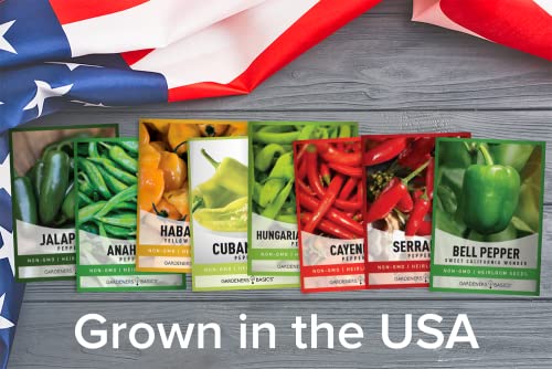 Pepper Seeds For Planting 8 Varieties Pack, Jalapeno, Habanero, Bell Pepper, Cayenne, Hungarian Hot Wax, Anaheim, Serrano, Cubanelle Heirloom Seeds For Planting In Garden Non Gmo Gardeners Basics #TOP2